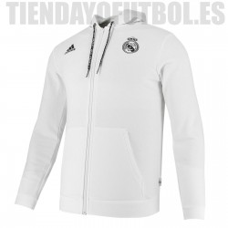 Sudadera /Chaqueta oficial con capucha Real Madrid CF blanca Adidas
