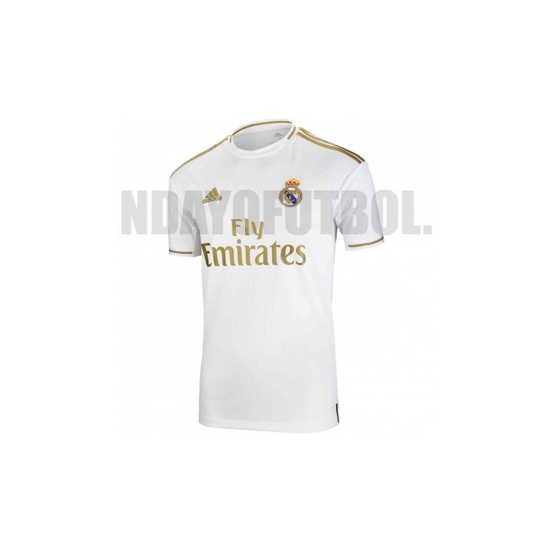  adidas Camiseta de primera equipación del Real Madrid 2019-20  para niños, Blanco/Dorado : Deportes y Actividades al Aire Libre