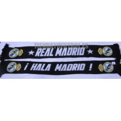 Bufanda oficial doble Real Madrid negra con estrellas HALA MADRID