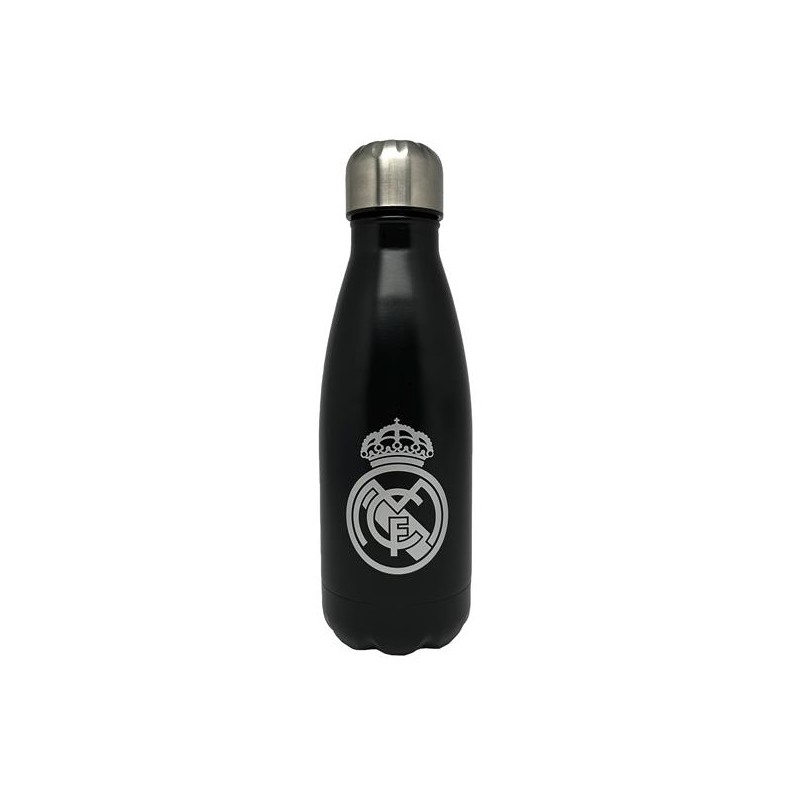 Real Madrid Botella de Acero Inoxidable 550 ml - Elegante Diseño en Negro
