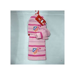 Bufanda gorro y manopla rosa oficial Atlético de Madrid bebe