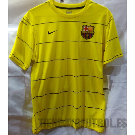 Camiseta Entrenamiento. FC Barcelona Nike Amarilla rayada 