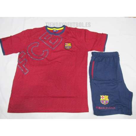 Pijama verano FC Barcelona granate 